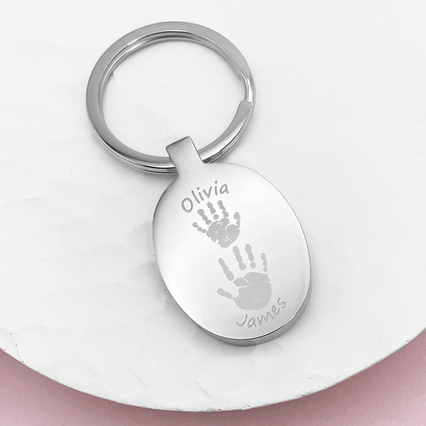 Oval Handprint Keyring