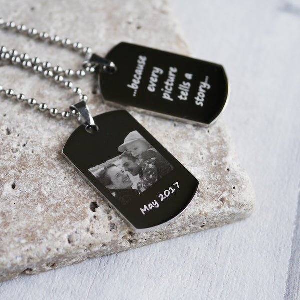 Photo Engraved Dog Tag Necklace