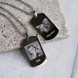 Personalised photo engraved dog tag necklace