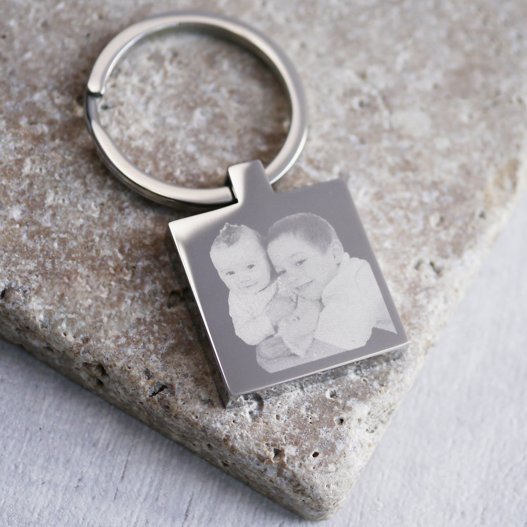 Personalised photo engraved keyring keepsake