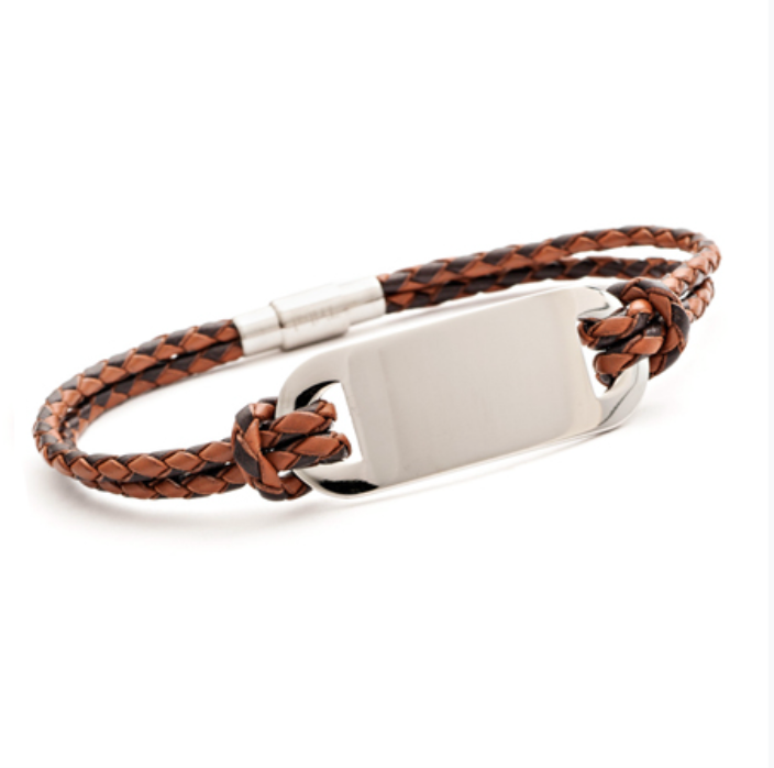 Ladies Leather ID Handprint Bracelet