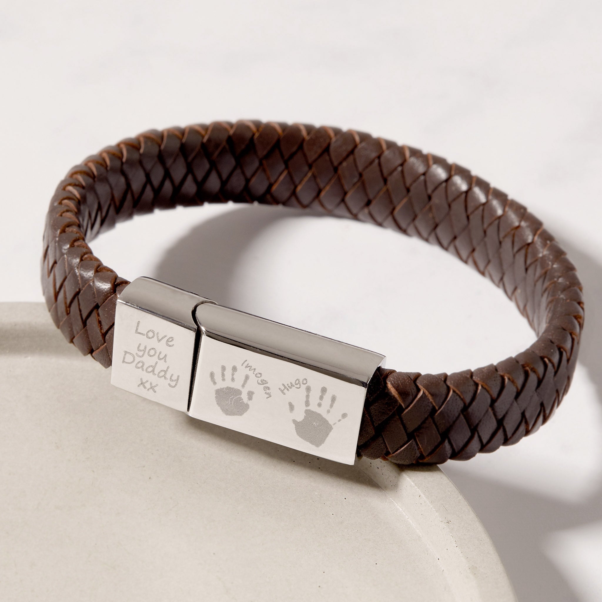 leather handprint bracelet