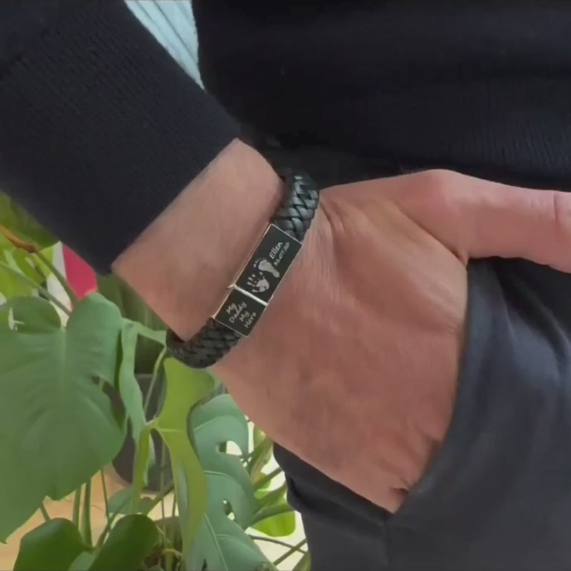Leather handprint bracelet