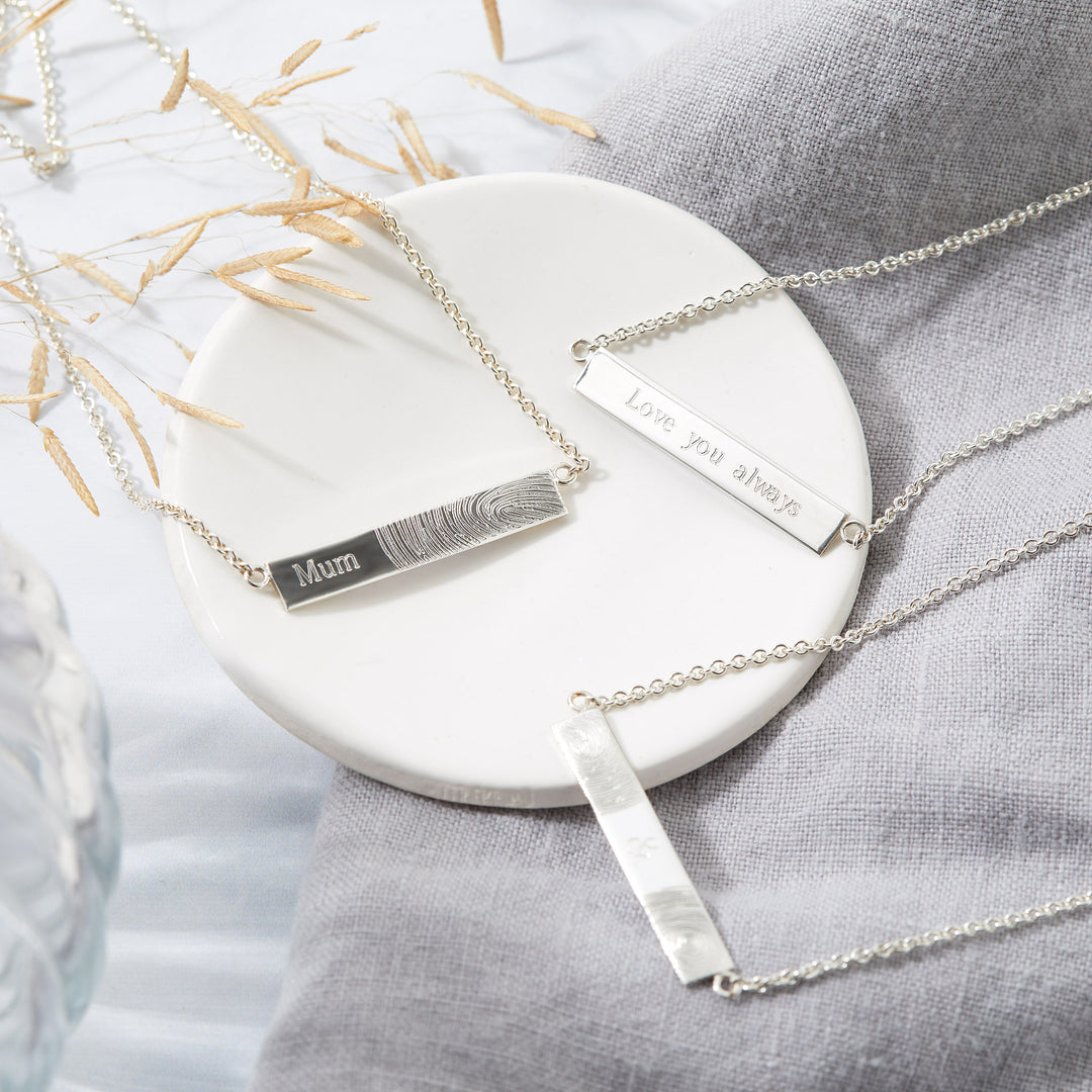 Fingerprint Bar Necklace - one fingerprint