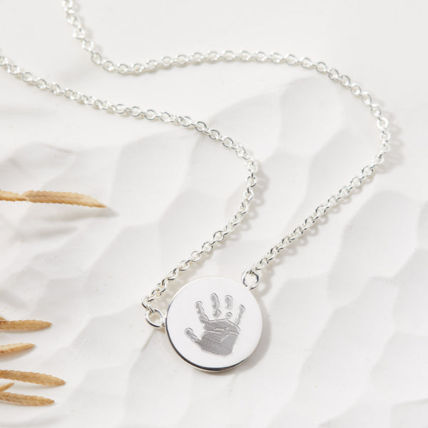 Small Handprint Disc Necklace