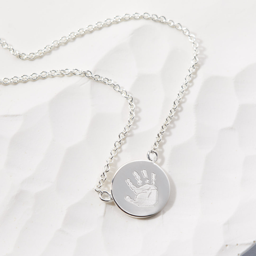 Small Handprint Disc Necklace