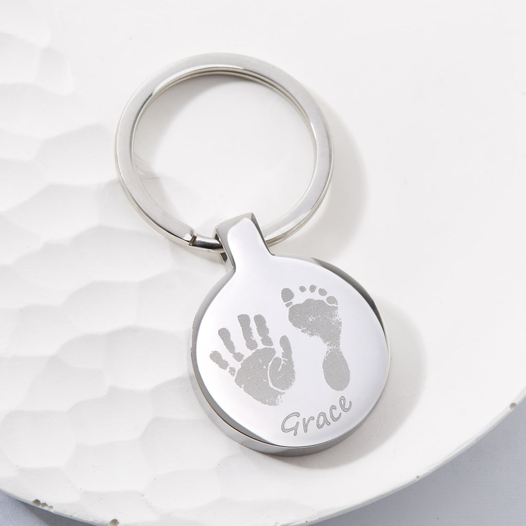 Round Handprint Keyring