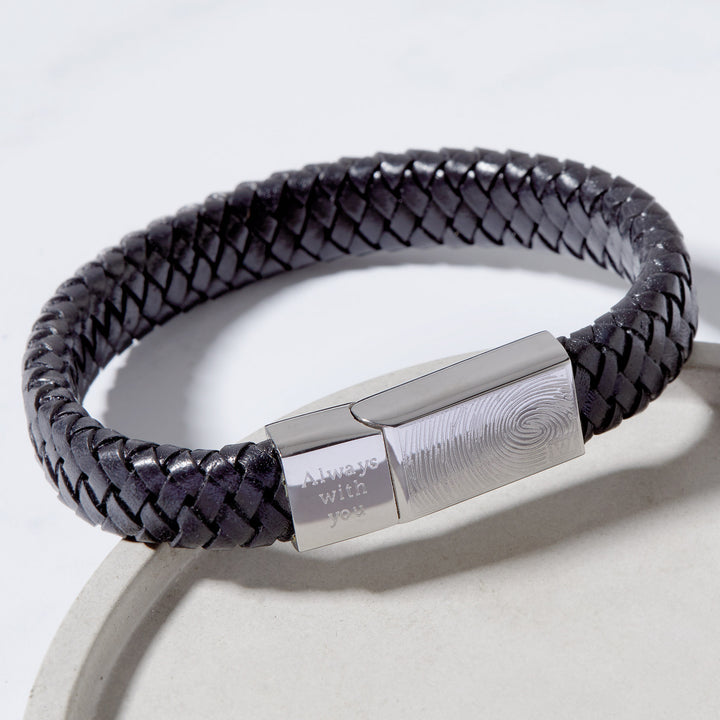 Men's Leather Fingerprint Bracelet - Multiple Prints
