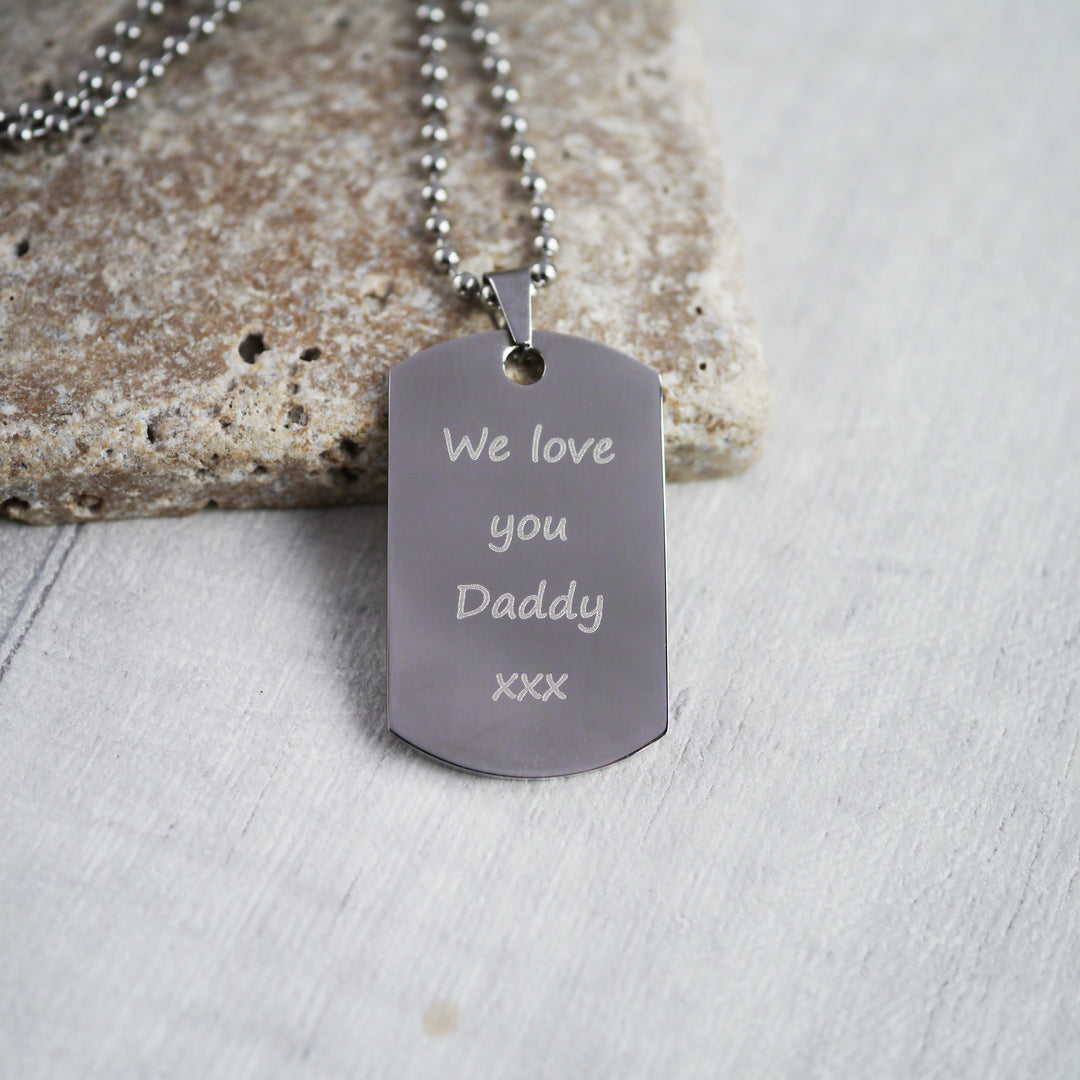 Handprint footprint dog tag necklace