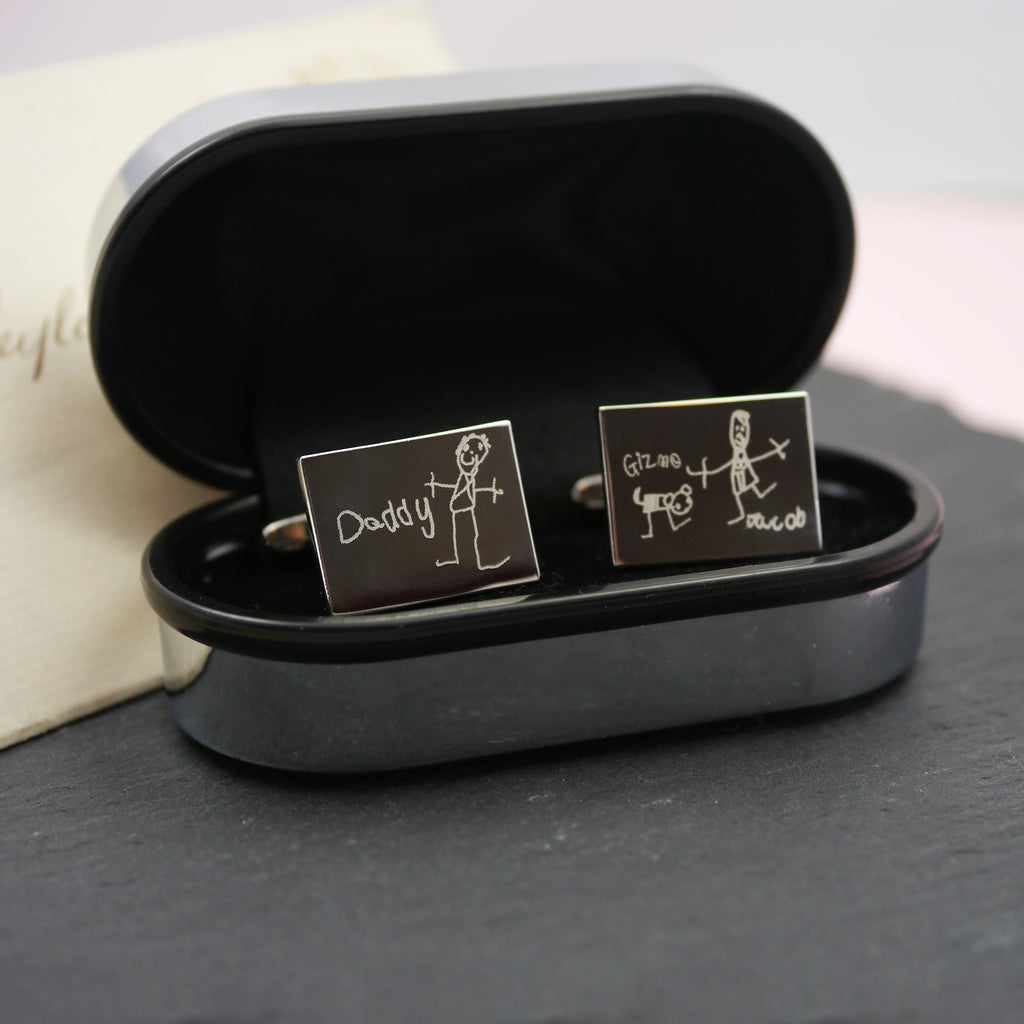 Children's Drawing cufflinks personalised doodle