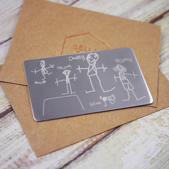 Children's Drawing Doodle Keepsake Card Wallet Insert Personalised