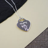 Children's Drawing Heart Necklace Personalised Gift Doodle