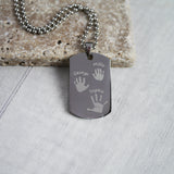 Handprint footprint dog tag necklace
