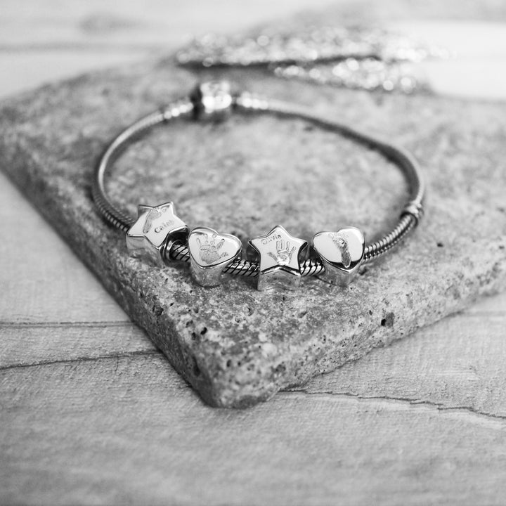 Handprint heart charm bead pandora personalised