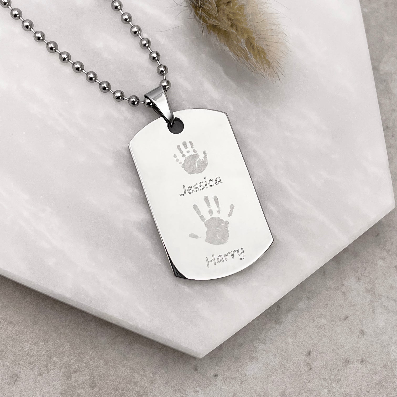 Handprint Dog Tag Necklace Up to four prints