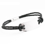 Mens Leather ID Handprint Bracelet