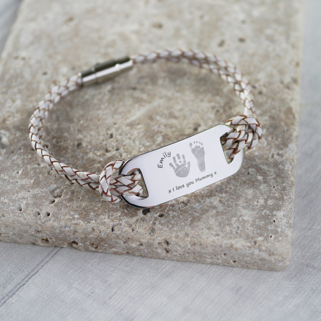 Ladies Leather ID Handprint Bracelet