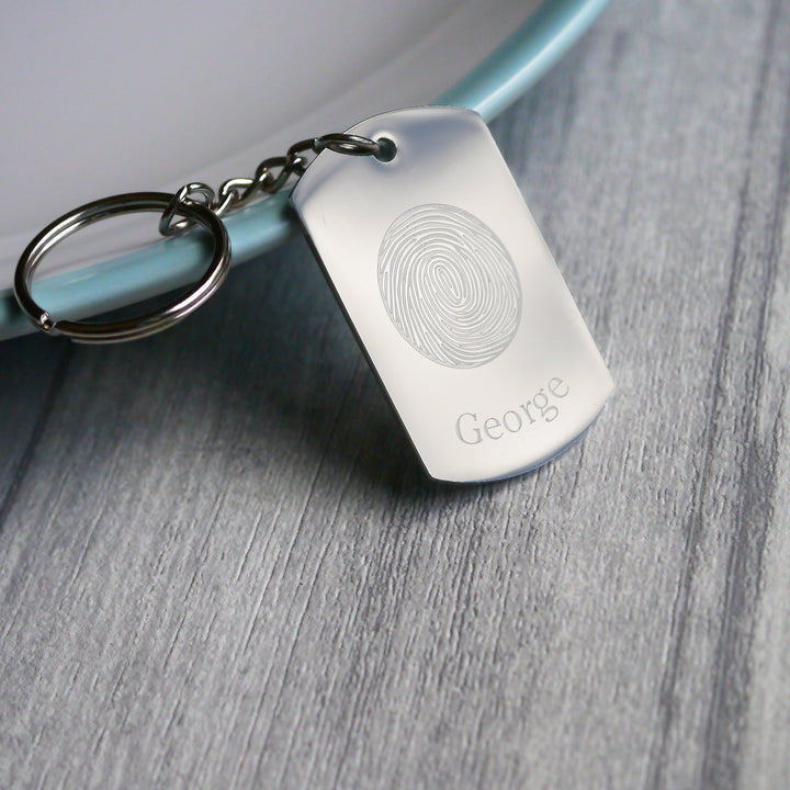 personalised engraved fingerprint keyring