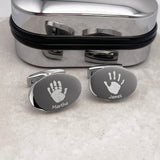 Oval Engraved Handprint Cufflinks