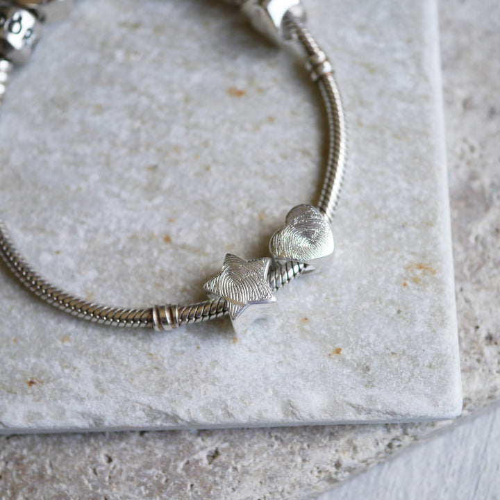 Engraved fingerprint pandora style charm bead