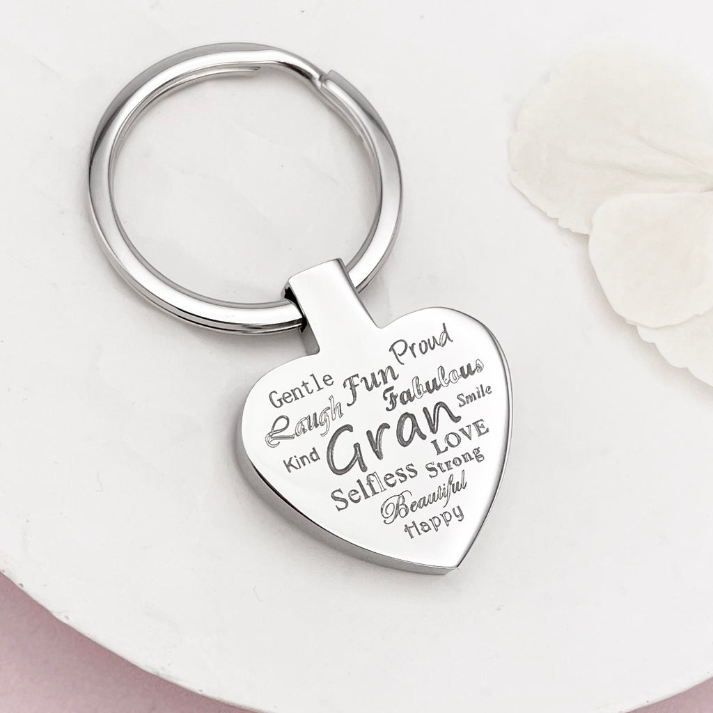 Personalised Heart Gran Keyring