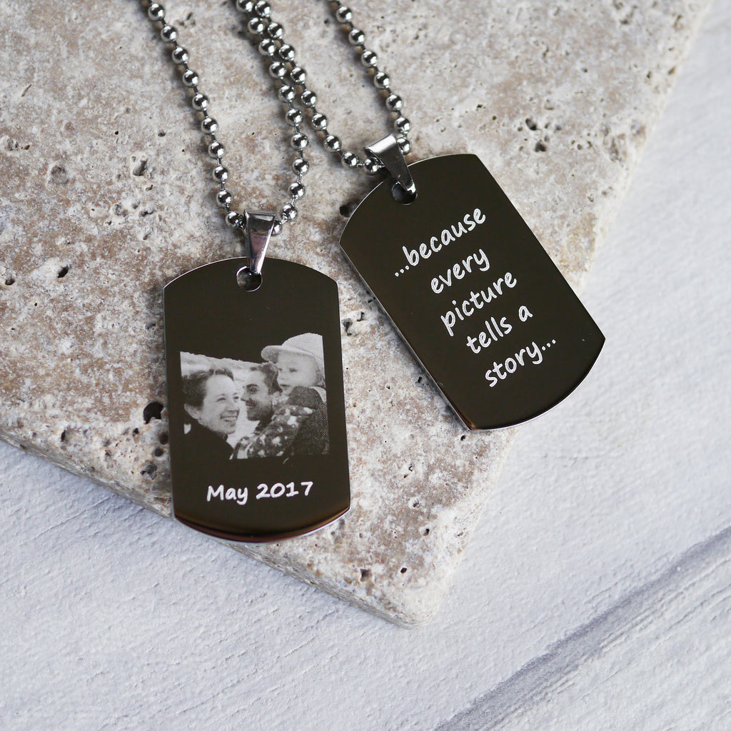 Photo Engraved Dog Tag Necklace
