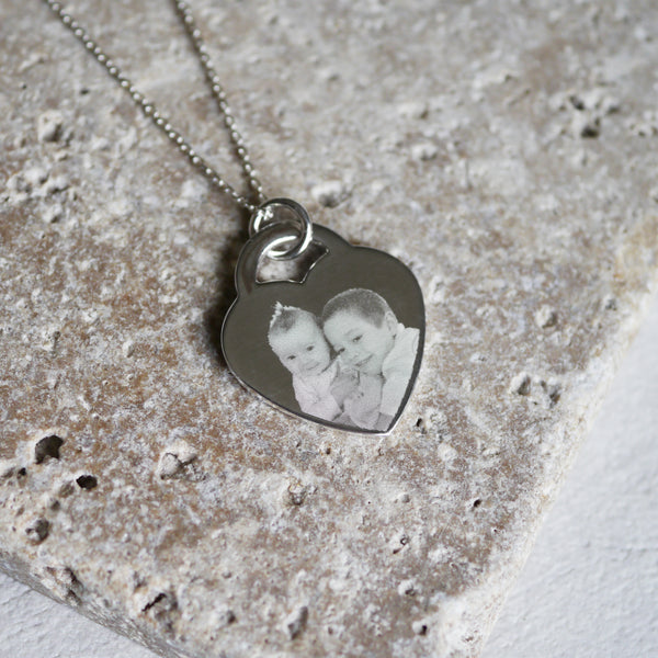 Personalised photo engraved necklace keepsake