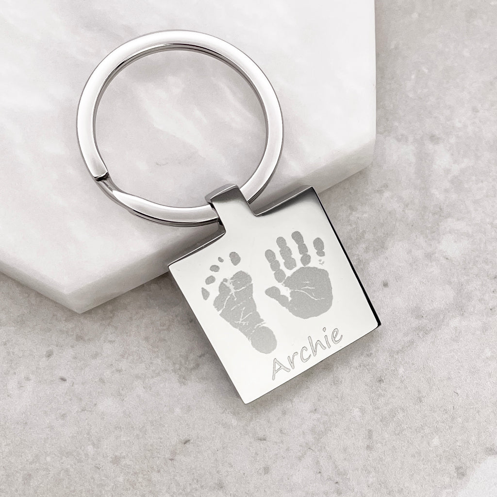 Square Handprint Keyring