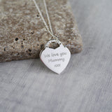 Large Handprint Heart Charm Necklace - Tiffany Style