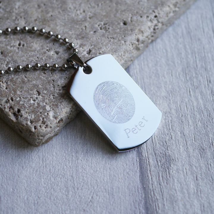 Fingerprint dog tag necklace