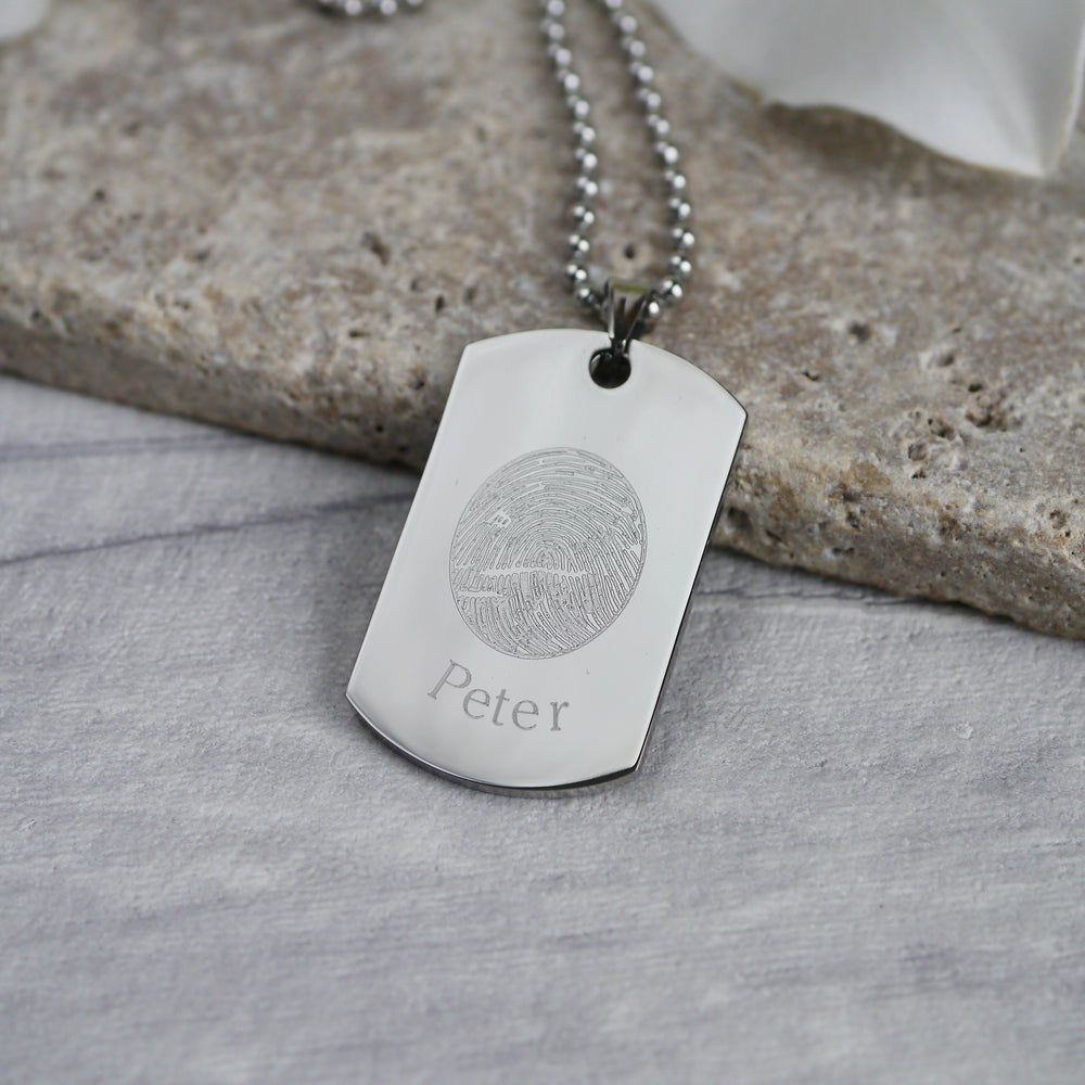 Fingerprint dog tag necklace