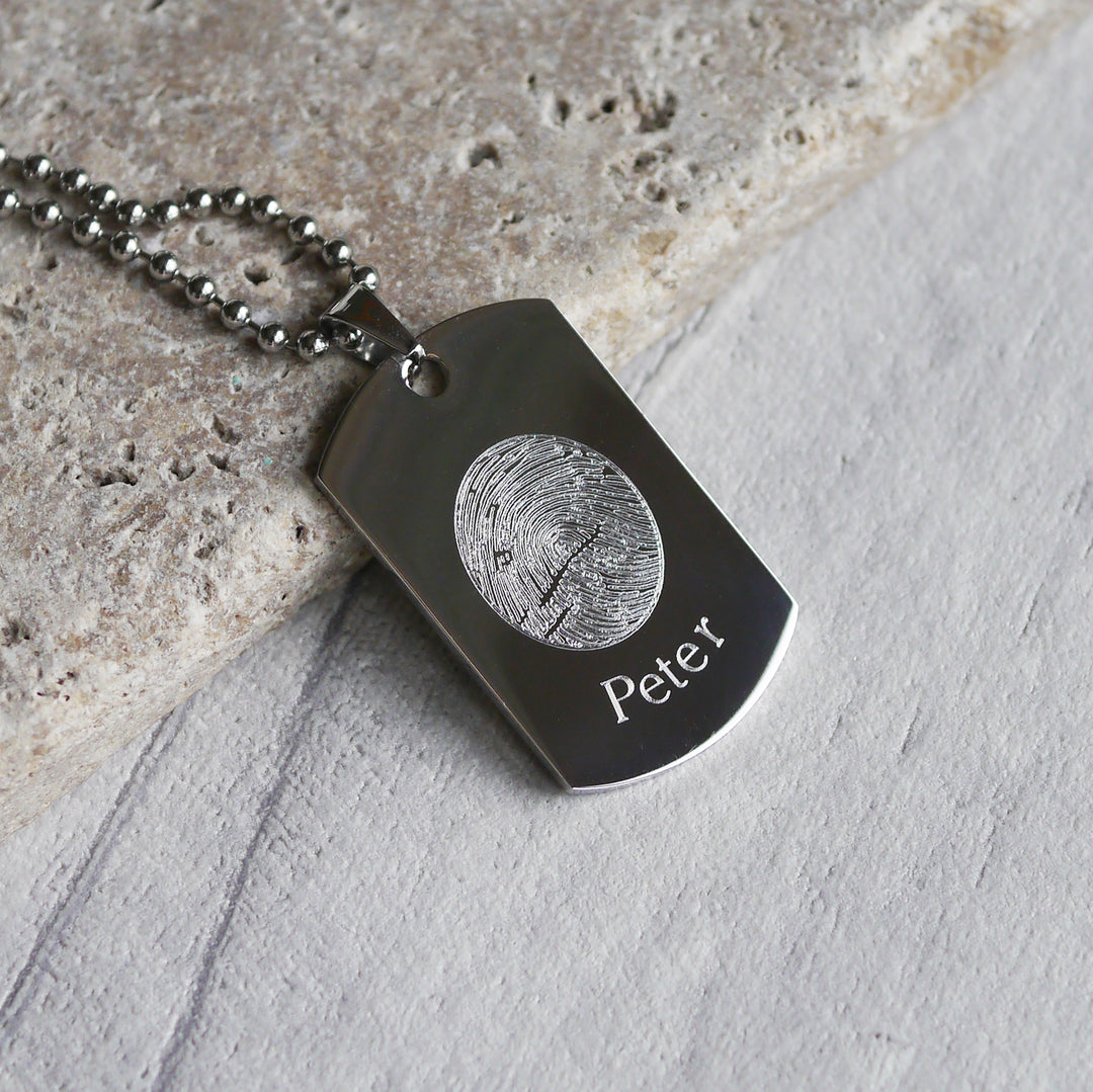Fingerprint dog tag necklace