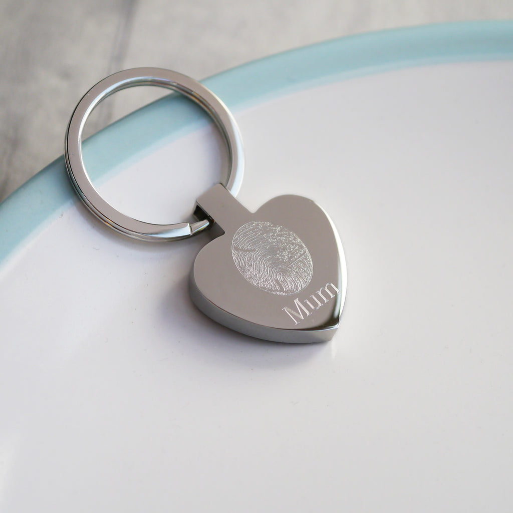 Personalised heart fingerprint keyring