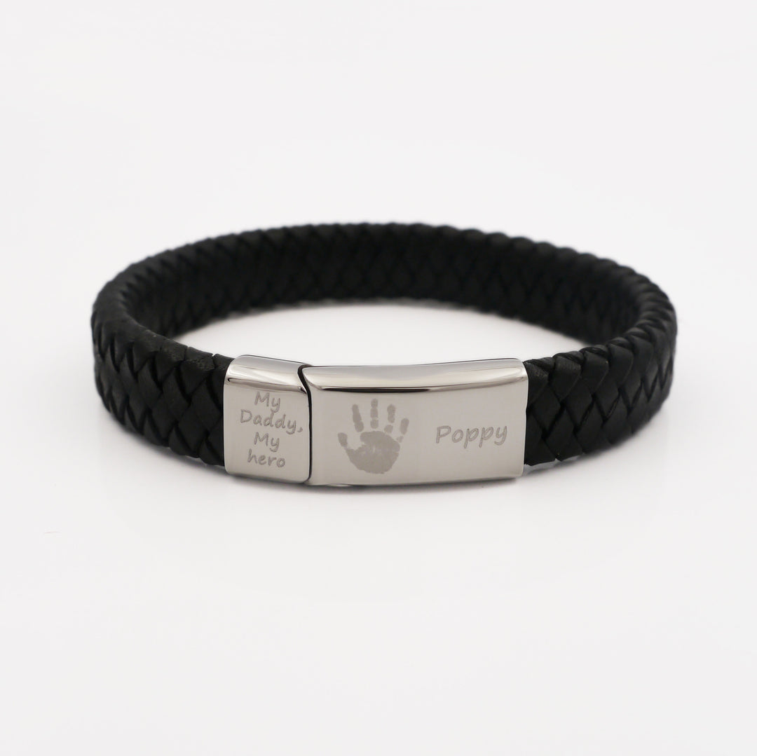 Mens Leather Handprint Bracelet One Child