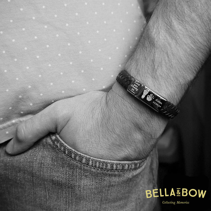 Mens Leather Handprint Bracelet