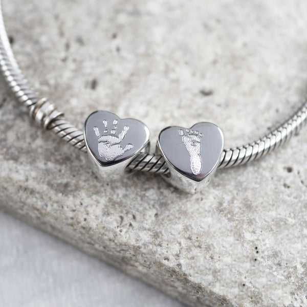 Handprint Heart Charm Bead