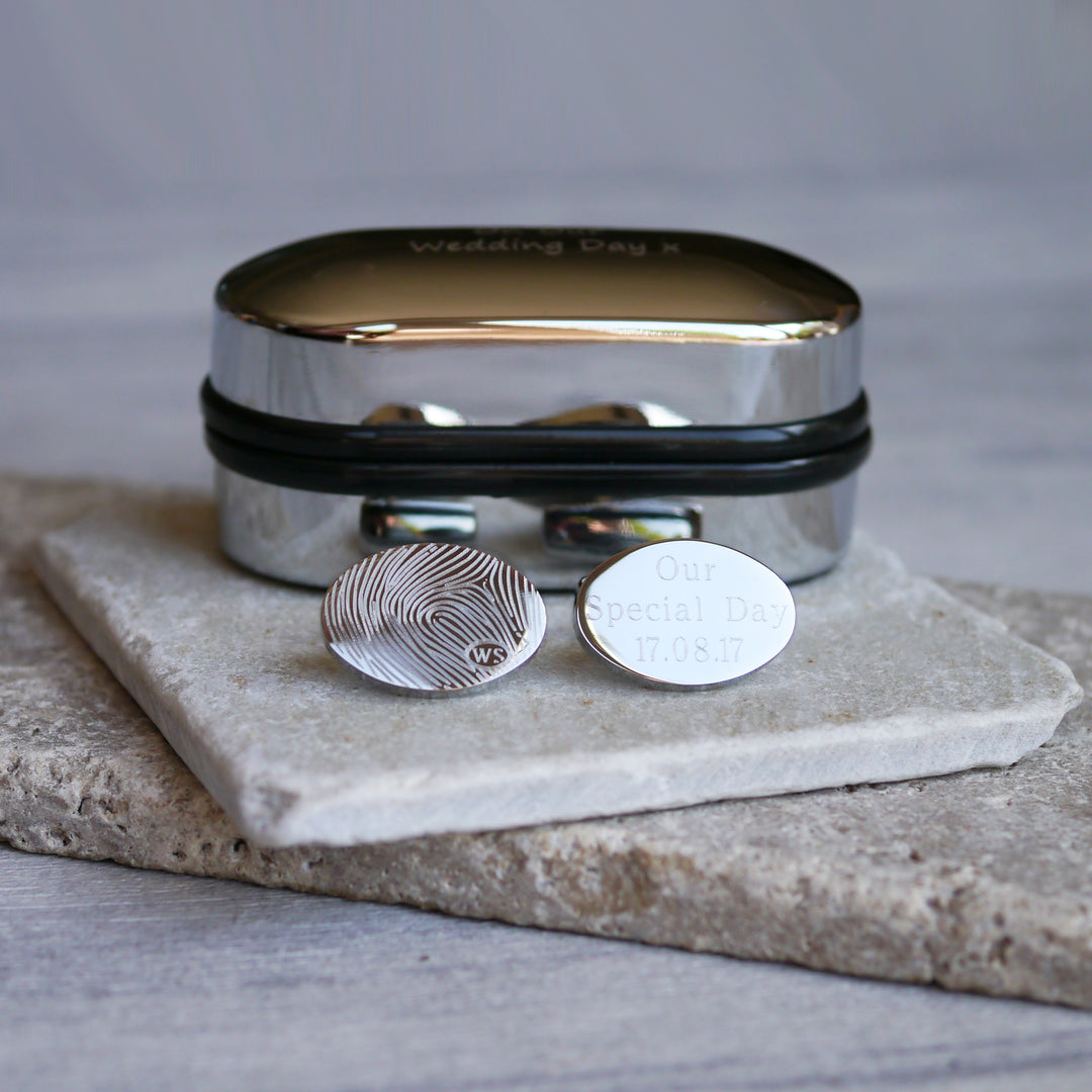 Oval fingerprint cufflinks