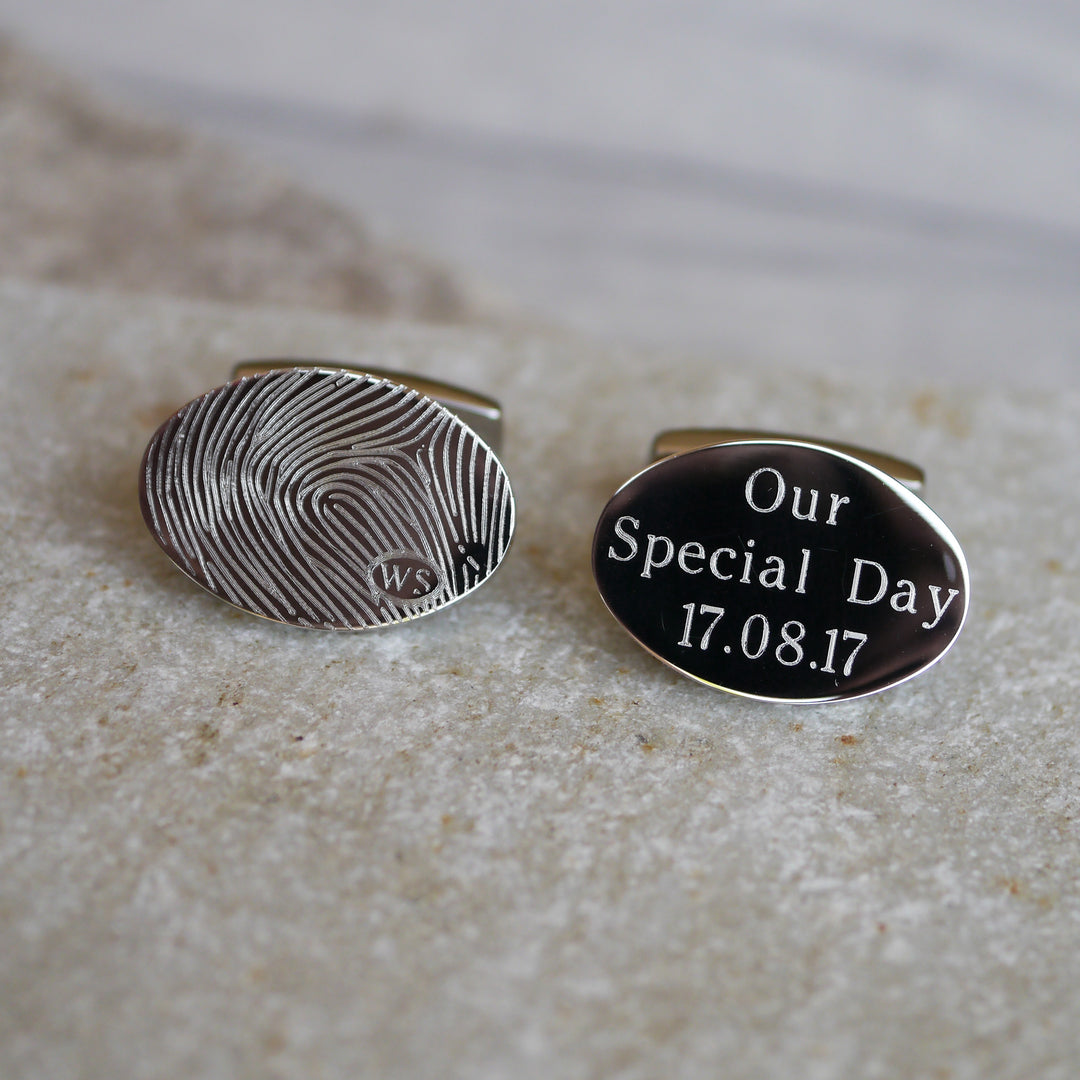 Oval fingerprint cufflinks