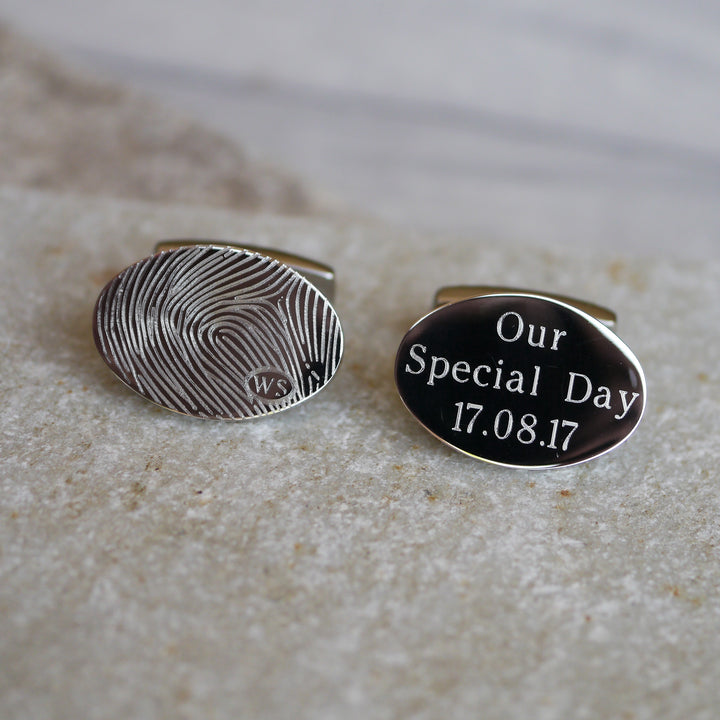 Oval fingerprint cufflinks