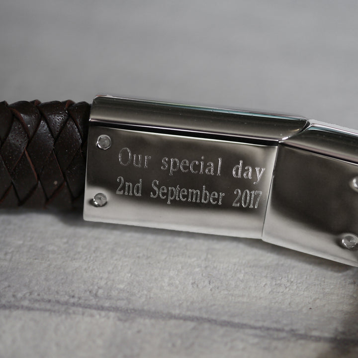 Men's leather fingerprint bracelet