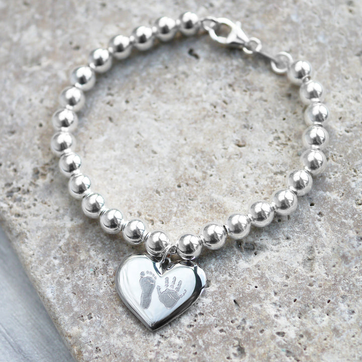 Silver Ball Handprint Bracelet