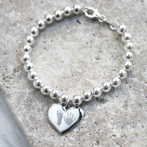 Silver Ball Handprint Bracelet