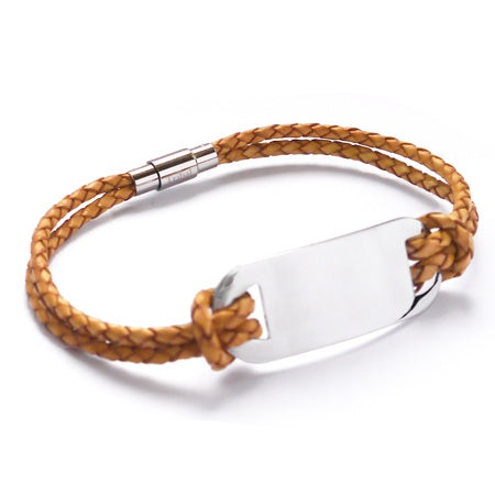 Ladies Leather ID Handprint Bracelet